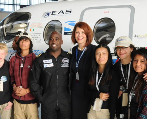 National Geographic Explorer and World Record Holder, Captain Barrington Irving with students.