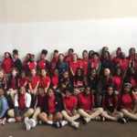 Shaesta Waiz speaks to a middle school girls at the Smithsonian National Air & Space Museum.